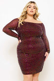 Mirrored Image Curvy Party Dress in Wine
