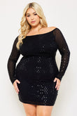 Mirrored Image Curvy Party Dress in Black