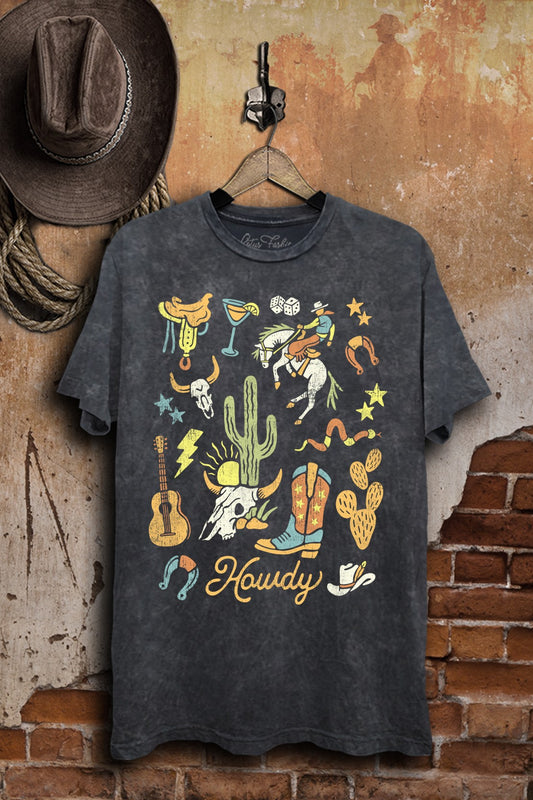 Howdy Collage Theme Western Graphic T-Shirt