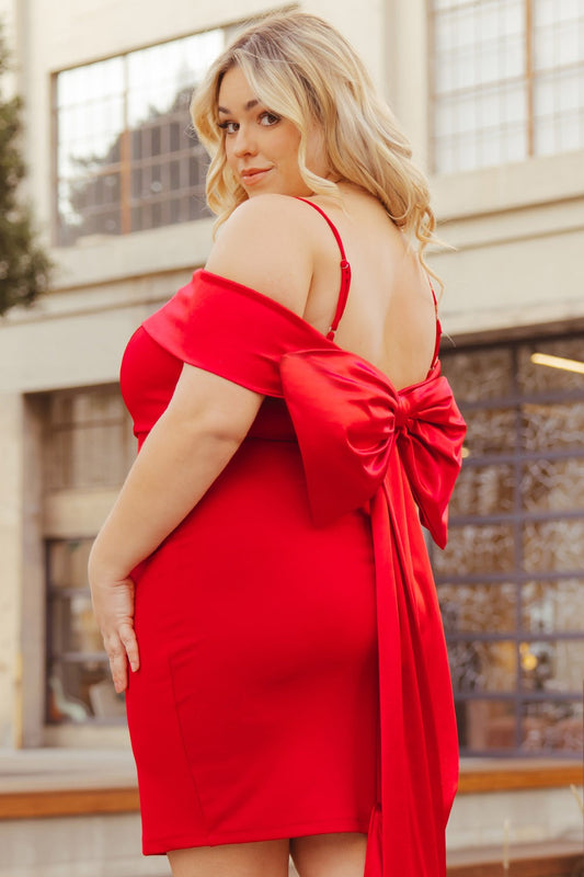 All Wrapped Up Bow Back Red Party Dress