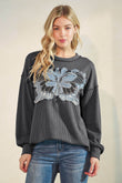 Social Butterfly Patch Ribbed Thermal Top