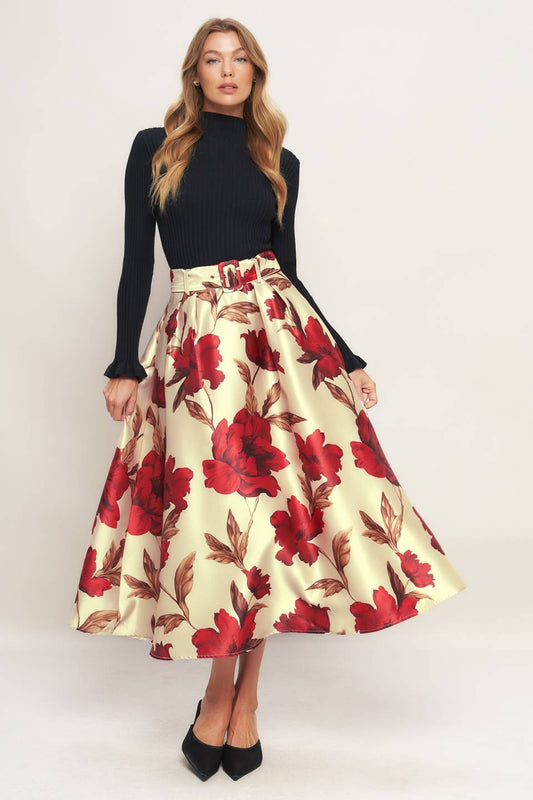 HOLIDAY BLOSSOM WOVEN SKIRT