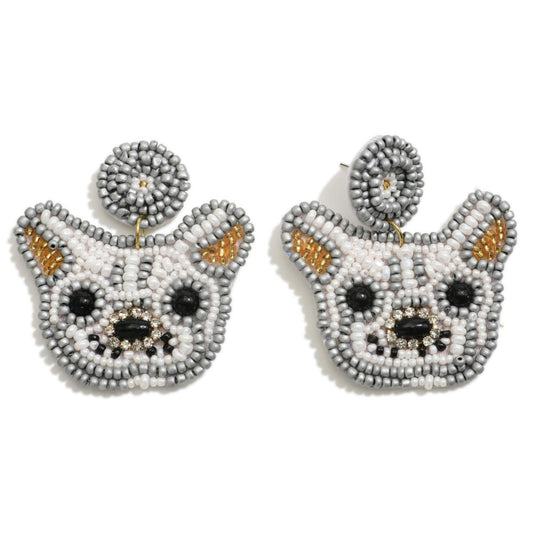 French Frenchie Bulldog Dog Breed Puppy Beaded Earrings