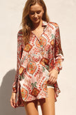 Phoenix Found Paisley Print Hi-Lo Hem Shirt