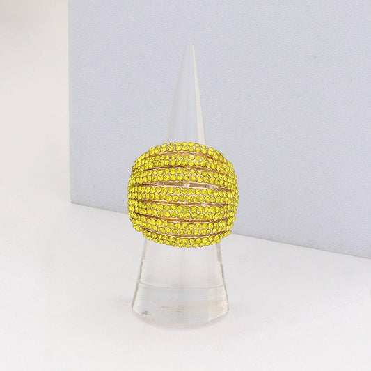7 Rows of Sparkle Yellow Crystal Ring