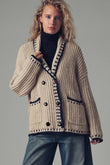 Academia Core Oversized Contrast Stitch Cardigan Sweater