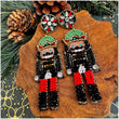 Crystal Nutcracker Christmas Seed Beaded Holiday Earrings