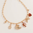 Football Fan Bow Heart Pearl Charm Necklace