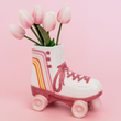 Ceramic Pink Roller Skate Shaped Vase