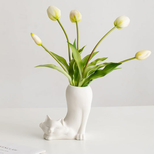 Bottoms Up Cat Flower Vase