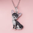 Chihuahua Dog Breed Rhodium Sterling Silver CZ Necklace