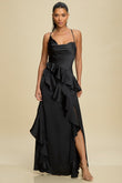 Satin Symphony Ruffled Maxi Dress Gown