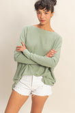 Daydream Drape Cotton Sweater in Sage