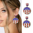 Smiley Face Emoji USA Flag Patriotic Acrylic Glitter Earrings