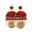 Mrs Claus Seed Beaded Christmas Holiday Gift Earrings