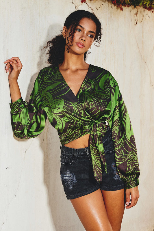 Lily in Bloom Silky Wrap Style Top