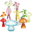 Set of 6 Mushroom Shaped Small Colorful Bud Vases