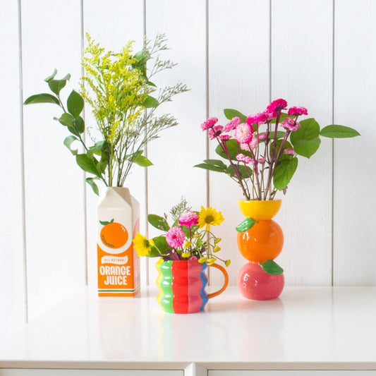 Sassy Summer Citrus Fruit Theme Ceramic Vase