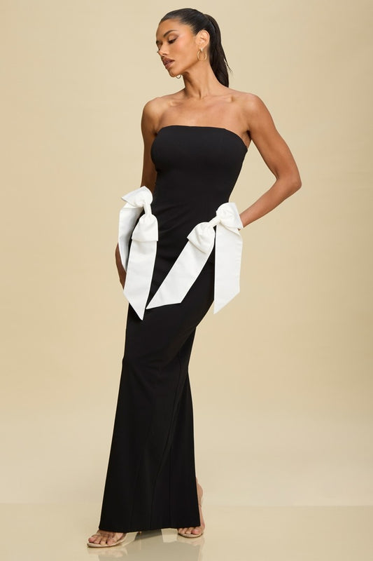 Double Take Duo Bow Maxi Dress Gown