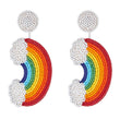 Rainbow Clouds Seed Beaded Statement Earrings