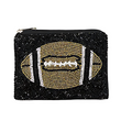 FOOTBALL Black Gold Beaded Coin Money Pouch