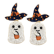 Halloween Ghost Witch Hat Trick or Treat Beaded Earrings
