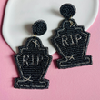 Halloween RIP Gravestone Cemetery Beaded Earrings