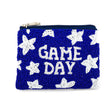 GAMEDAY FOOTBALL Stars Blue White Beaded Coin Pouch