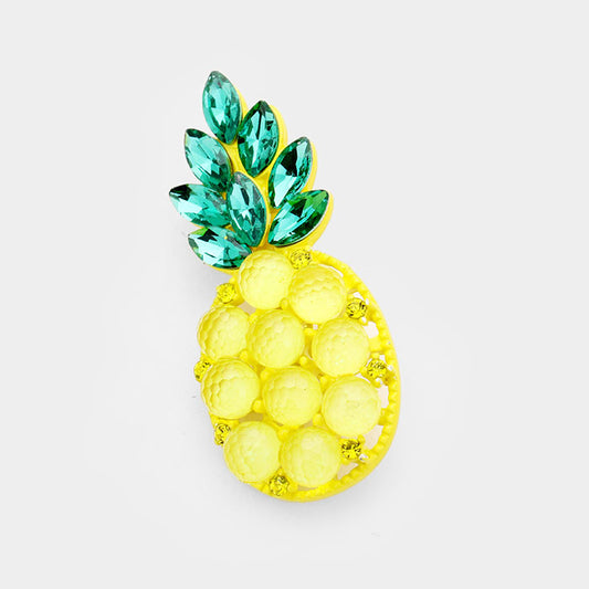 Rhinestone Embellished Pineapple Pin Brooch