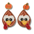 Fall Theme Turkey Pumpkin Seed Beaded Earrings