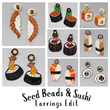 Japanese Sushi Food Theme Seed Beaded Earrings