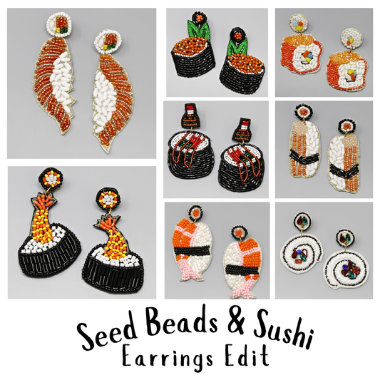 Japanese Sushi Food Theme Seed Beaded Earrings