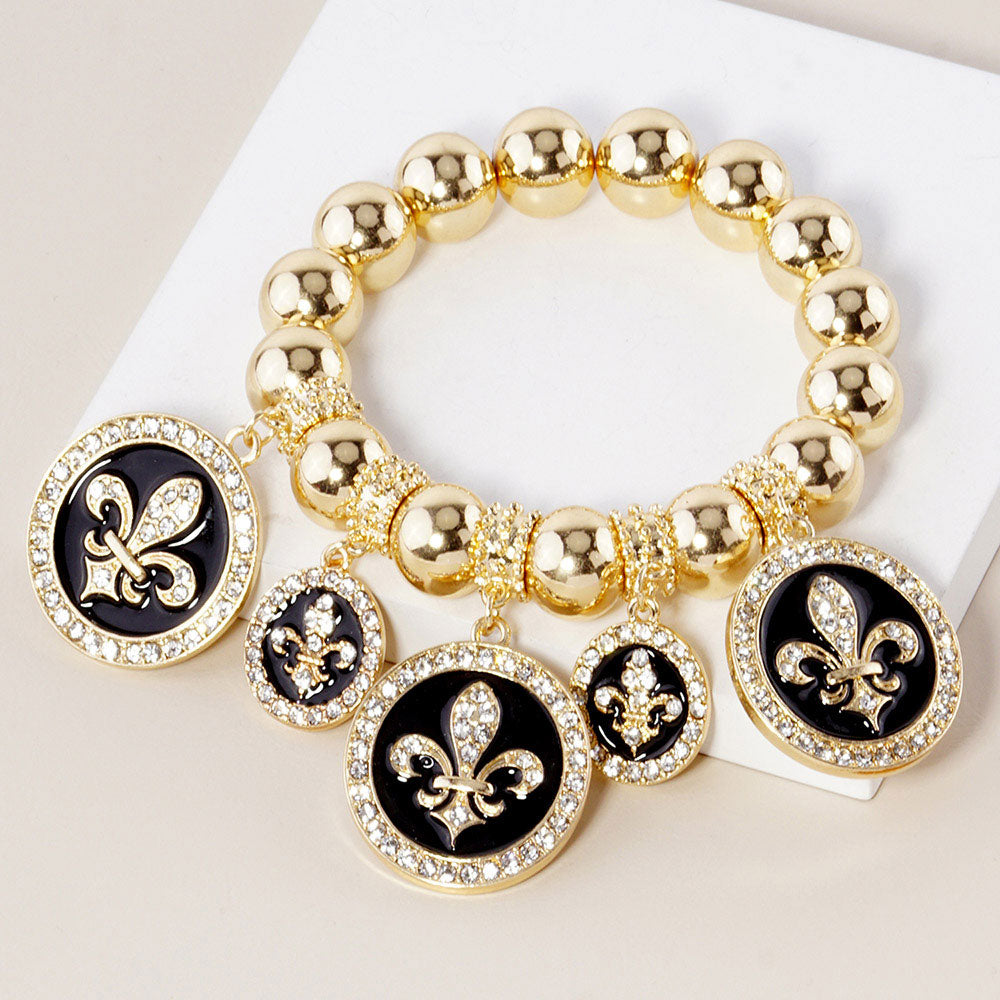 Fleur de Lis Medallion Charm Bracelet