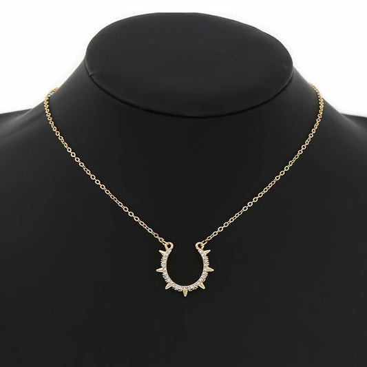 Horseshoe Lucky 18K Gold Sterling Pendant Necklace
