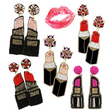 Lipstick Makeup Artist Beaded Statement Earrings