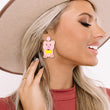 Polka Dot Bandana Pig Beaded Earrings