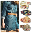 Hand-Embroidered Floral Boho Vegan Leather Buckle Belt