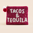 TACOS & TEQUILA Seed Beaded Coin Money Storage Pouch