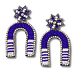Blue White Wildcats Football Team Beaded Goal Post Earrings