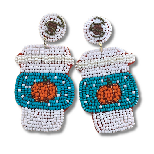 Pumpkin Spice Latte Coffee Beaded Earrings