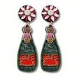 Prosecco Champagne Bottle Crystal Bead Party Earrings