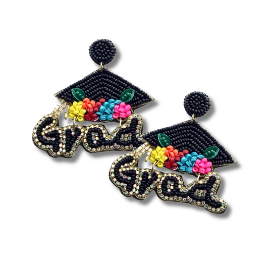 Graduation Day Bead Rhinestone Statement Earrings