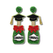 Graduation Congrats Champagne Bottle Beaded Earrings