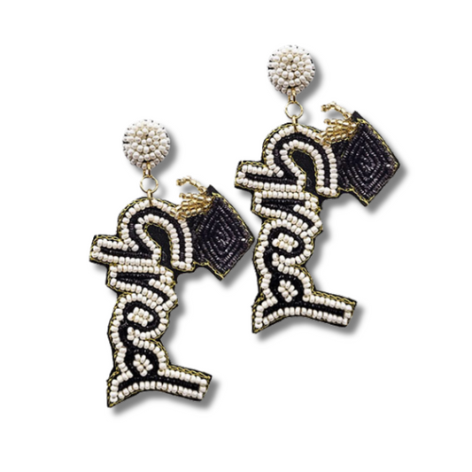 Graduation Cap Celebration Seed Beaded Earrings