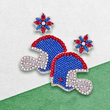 Red Blue Football Team Colors Beaded Crystal Helmet Earrings