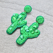 Green Natural Stone Seed Beaded Western Cactus Earrings