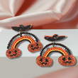 Over The Rainbow Pumpkin Bat Halloween Beaded Earrings