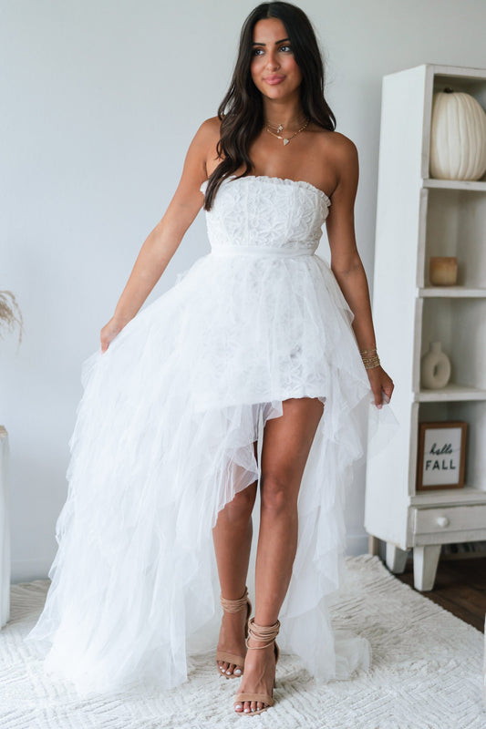 Aria Dance With Me Tulle Ruffle Dress in White