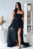 Aria Dance With Me Tulle Ruffle Dress in Black