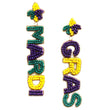 Mardi Gras Words Party Seed Beaded Earrings